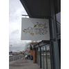 hanging sign, projecting sign, hanging wall sign, double sided sign