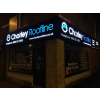 Fret-cut illuminated sign, illuminated sign, sign with lights, lit sign